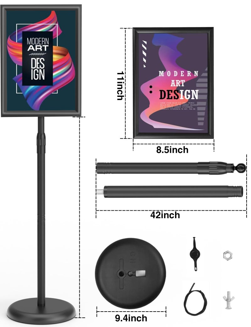 KOOV Sign Holder 11x17 inch-Adjustable Sign Stand for Display, Floor Standing Sign Holder Stand, Pedestal Heavy Duty Poster Stand with Round Base for Display, Advertisement, and Outdoor (1Pack) - Image 4
